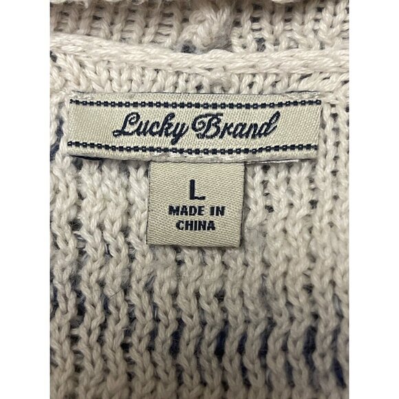 Lucky Brand White Grey Drape Open Front Cardigan Sweater Women's Size Large - Picture 7 of 9